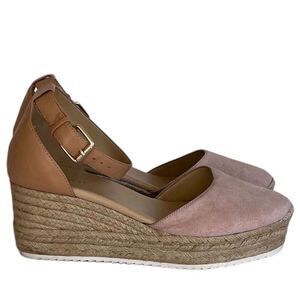 Nine West Womens Ariela Espadrille Buckle Wedge Sandals Blush Pnk Size 8 M